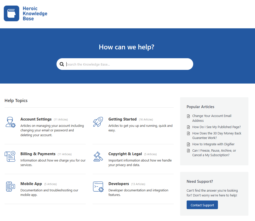 Documentation created with heroic kb