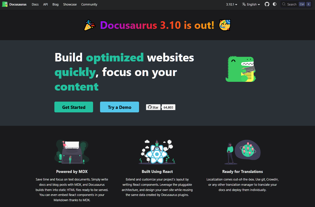 Docusaurus Autorentool für die Hilfe