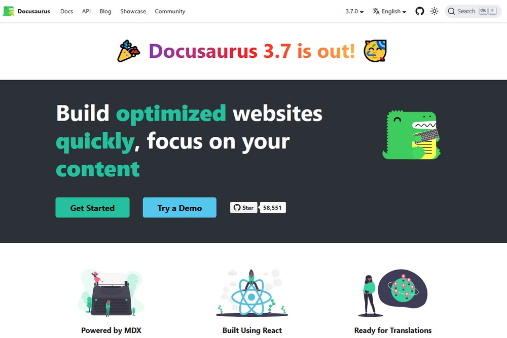 Docusaurus to build static documentation sites