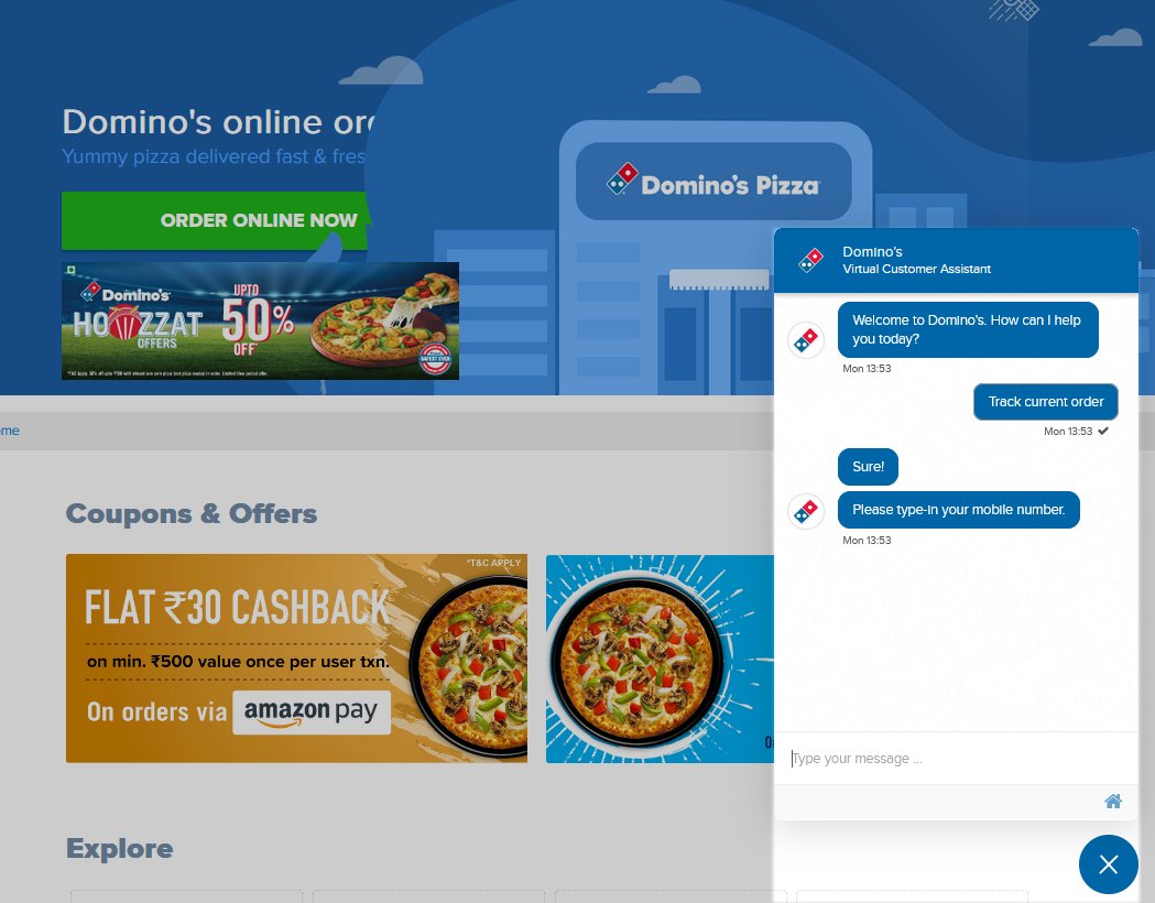 Domino's chatbot usage to complete order process