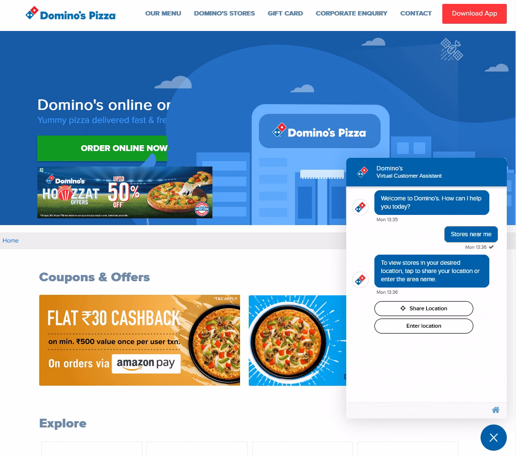 Dominos DOM Konversationsbestellung