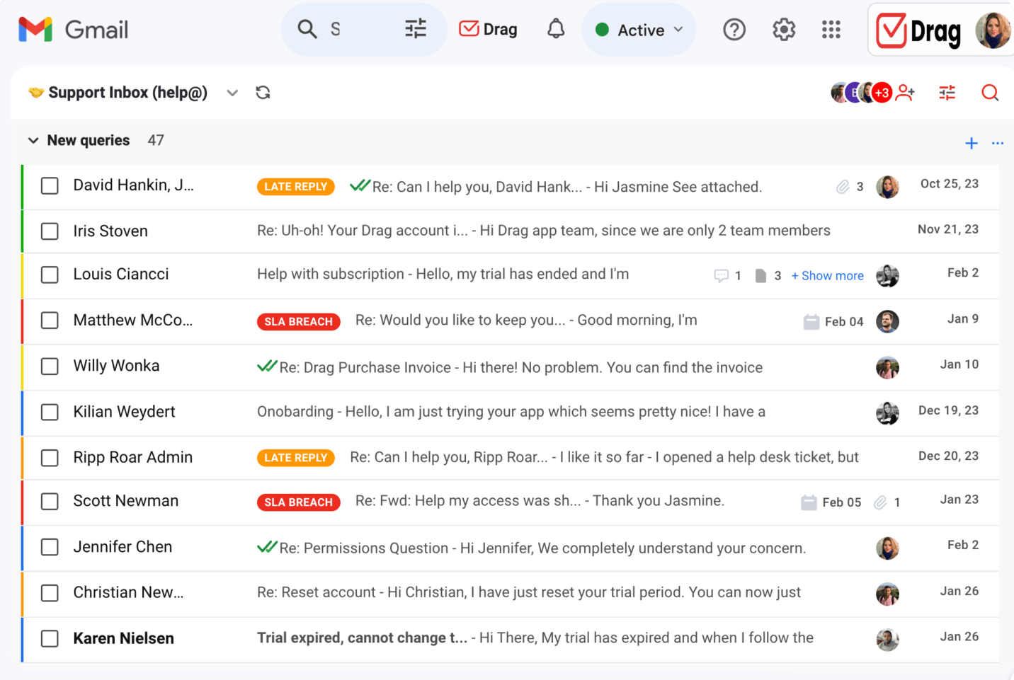 DragApp Gmail shared inbox