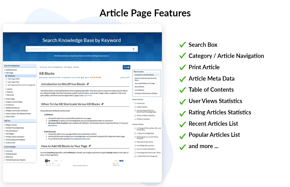 Echo Knowledge Base home page example