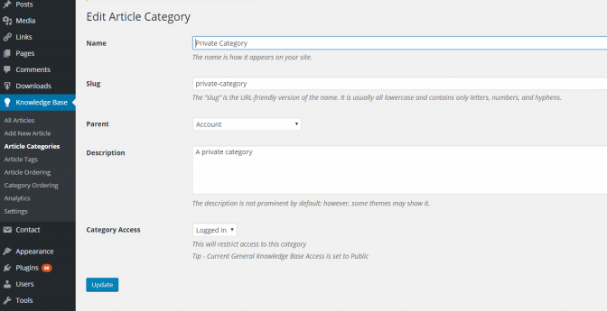 Restricting access to a specific category with the article edit screen