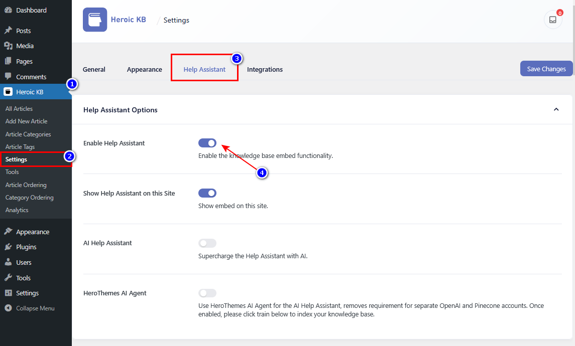 Enabling the Help Assistant in Heroic KB