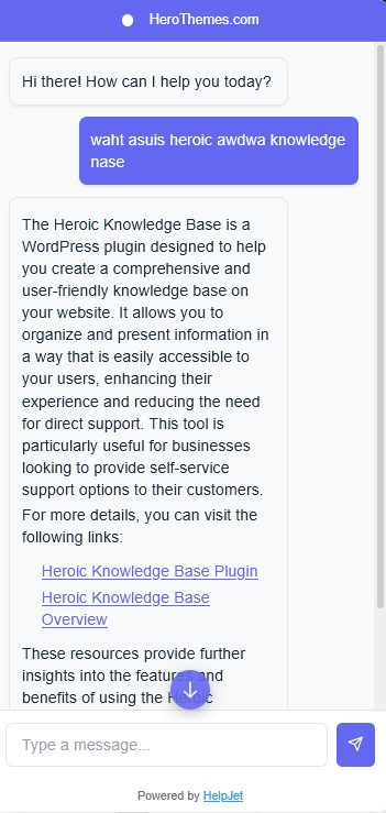 Example of HelpJet deciphering what customers exactly are looking for
