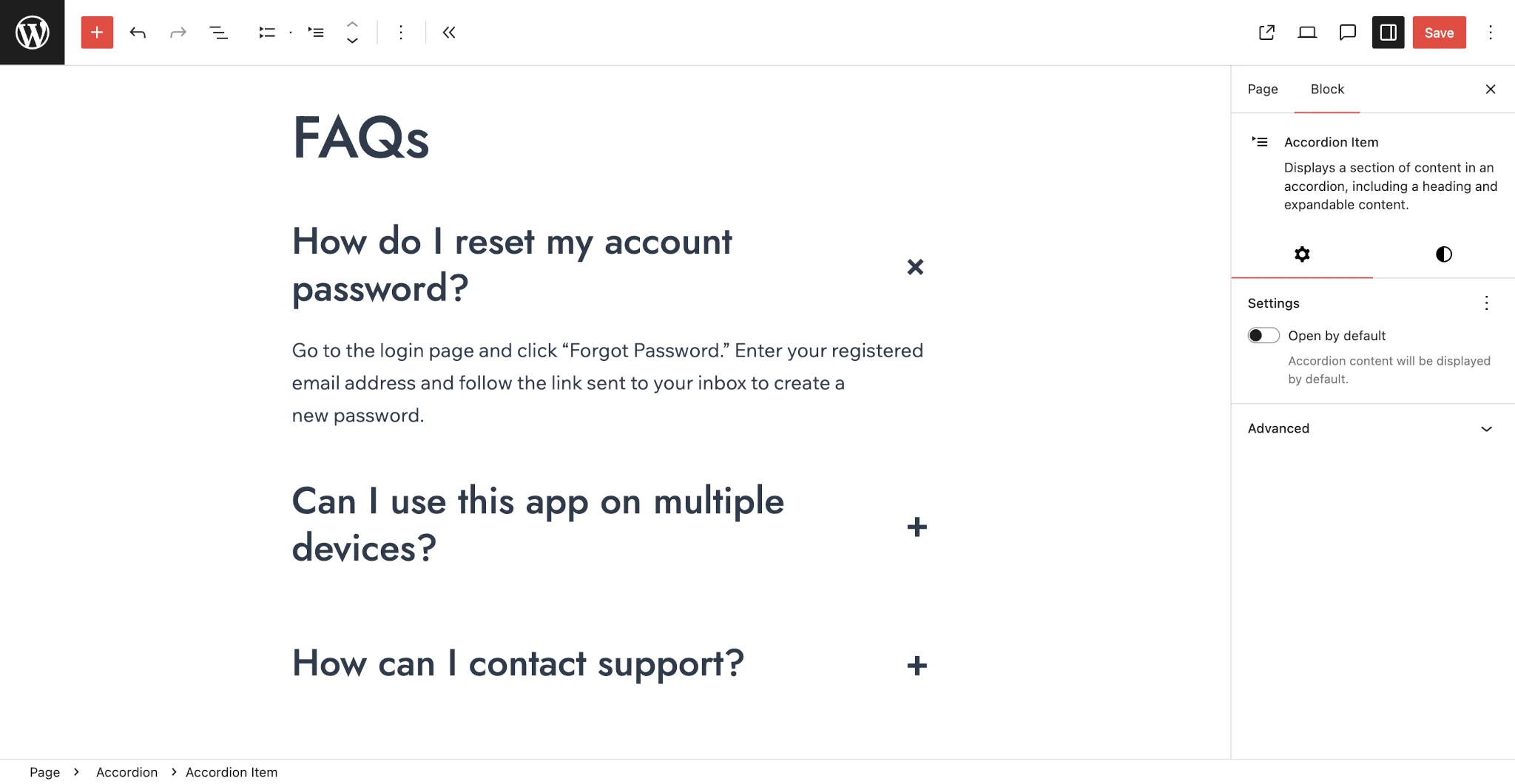 FAQ created without any WordPress plugin