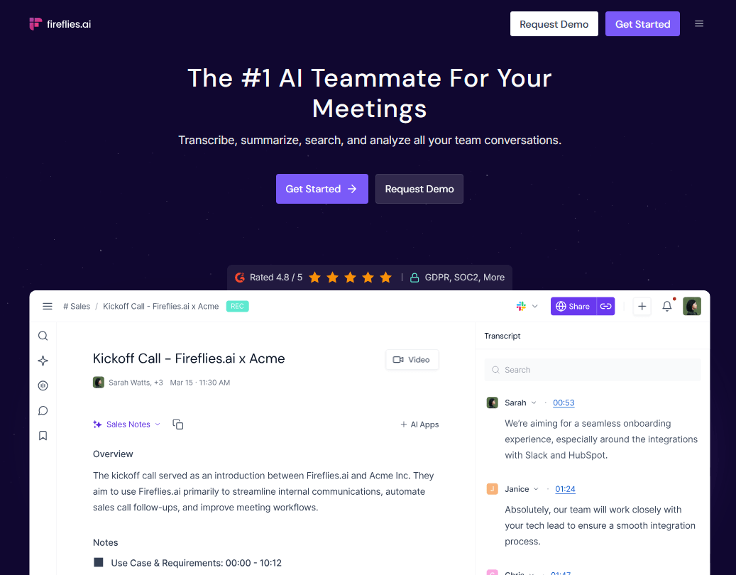 Fireflies AI for Meetings