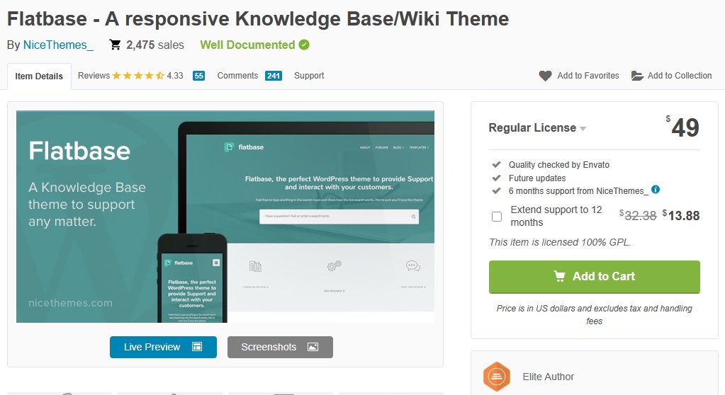 Flatbase knowledge base theme