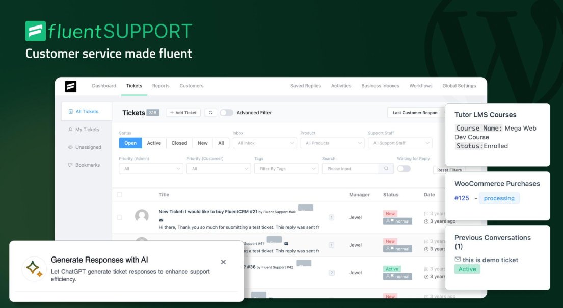Fluent Support WordPress ticketing plugin