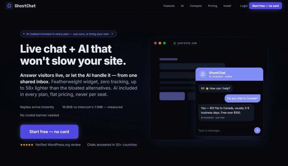 GhostChat live chat and AI assistant widget