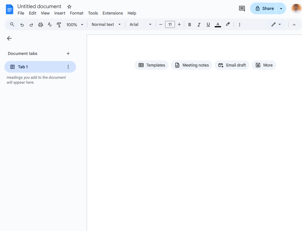 Google Docs interface
