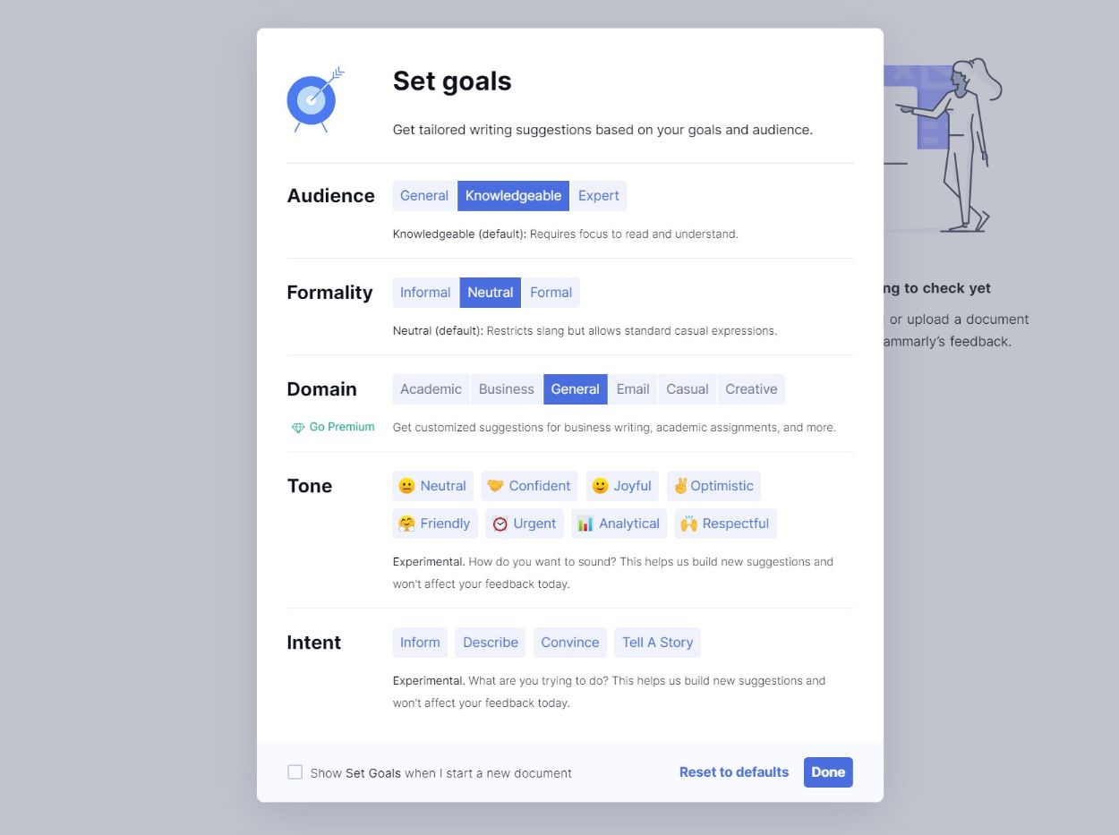 Grammarly goals