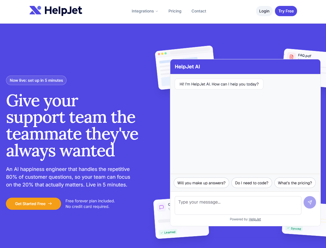 HelpJet AI chatbot