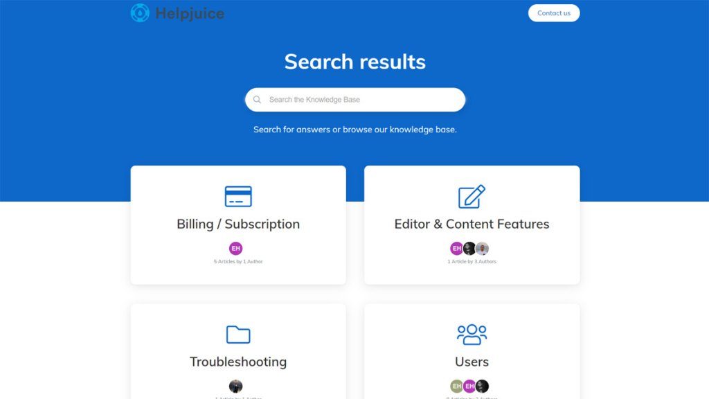 A knowledge base built with Helpjuice knowledge base builder