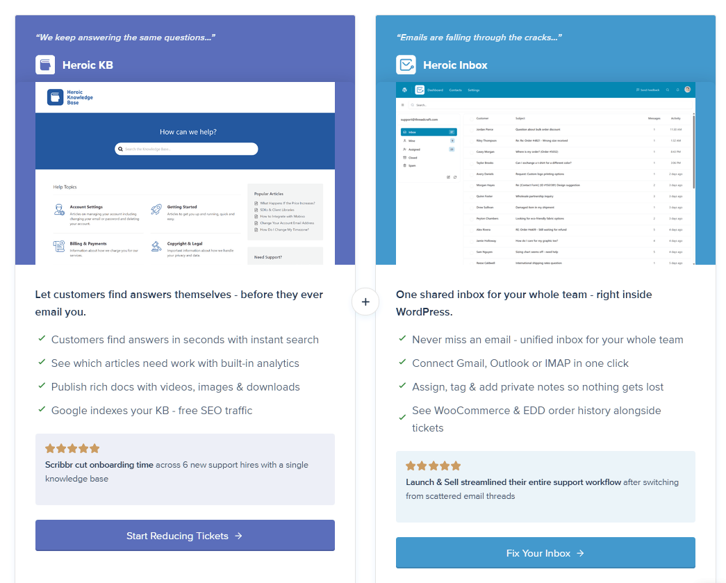 Heroic Inbox and Heroic Knowledge Base