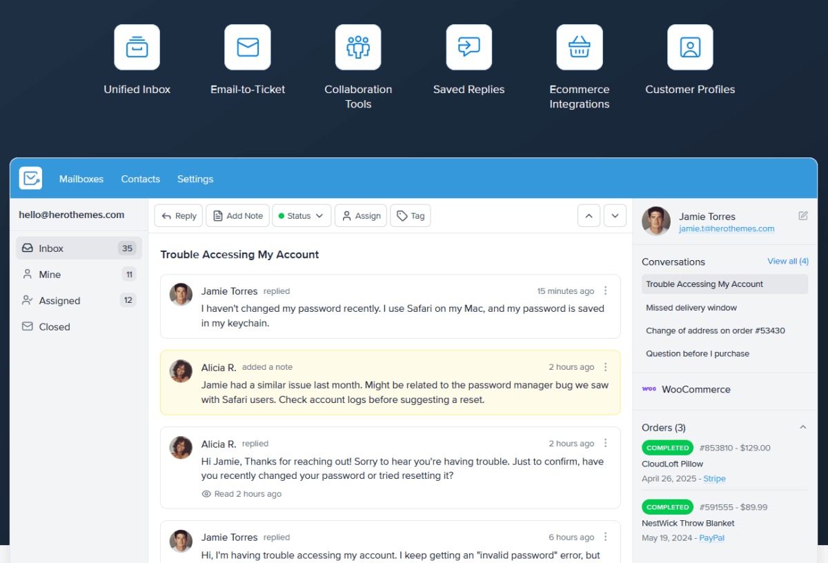 Heroic Inbox help desk software