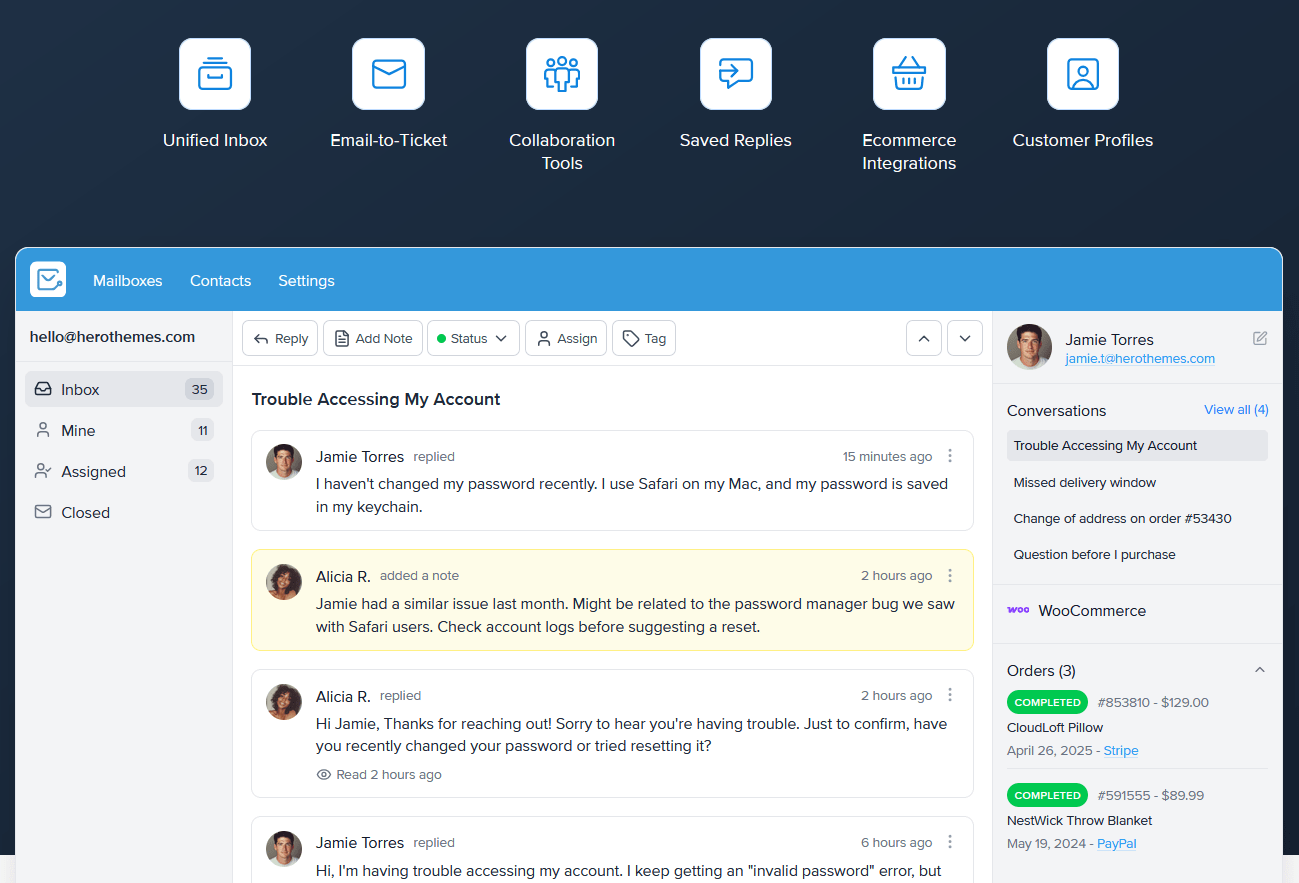 Heroic Inbox help desk software