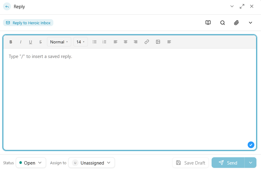 Heroic inbox reply editor