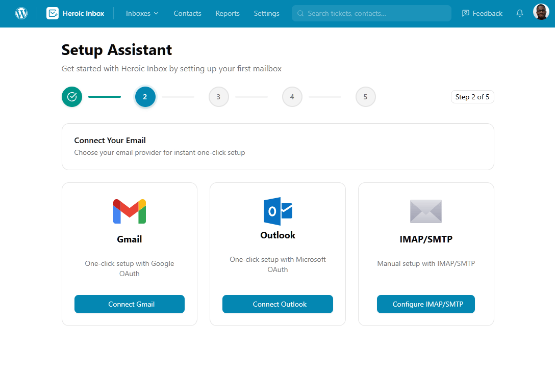 Heroic Inbox setup assistant