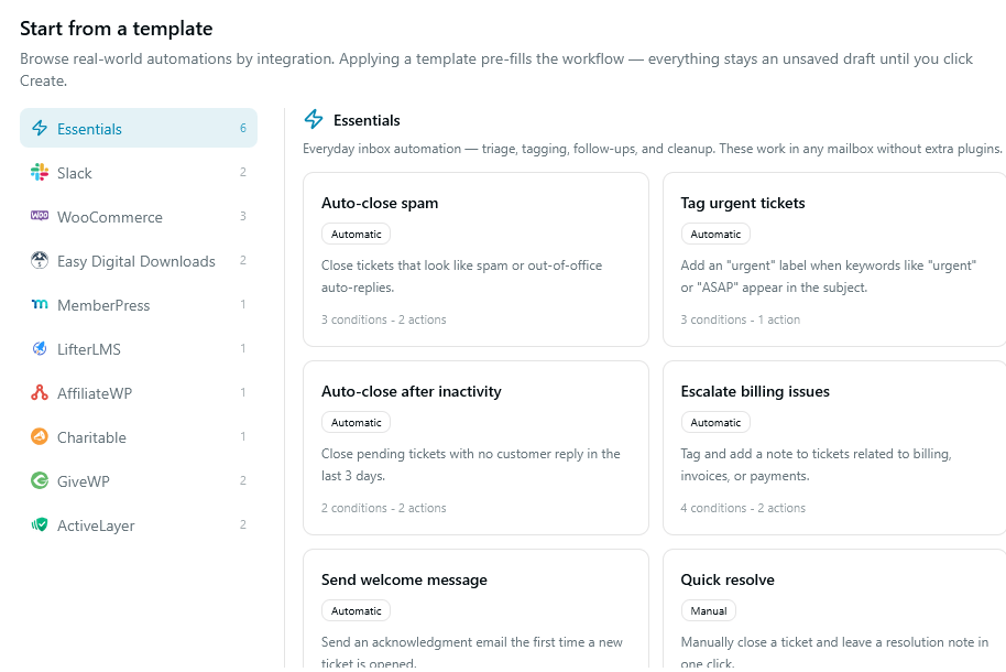 Heroic Inbox workflow automation template to sort emails