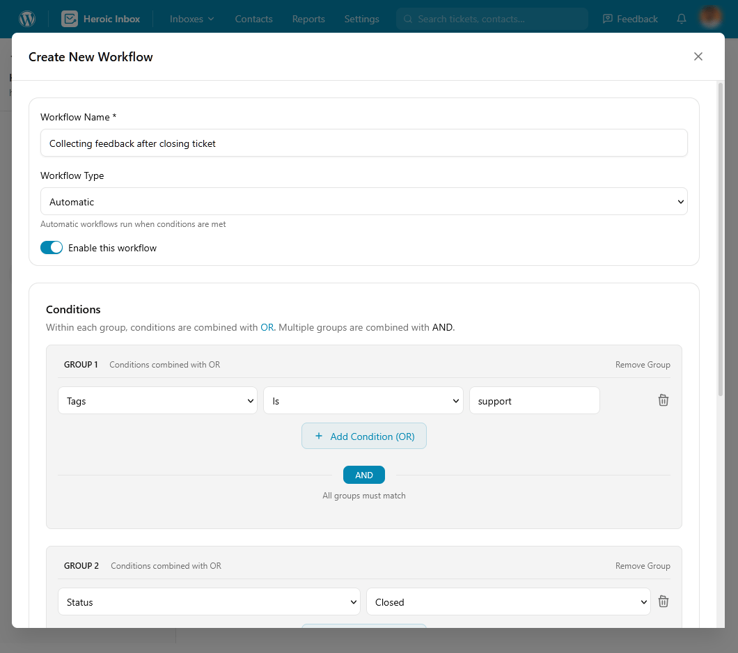 Heroic Inbox workflow example