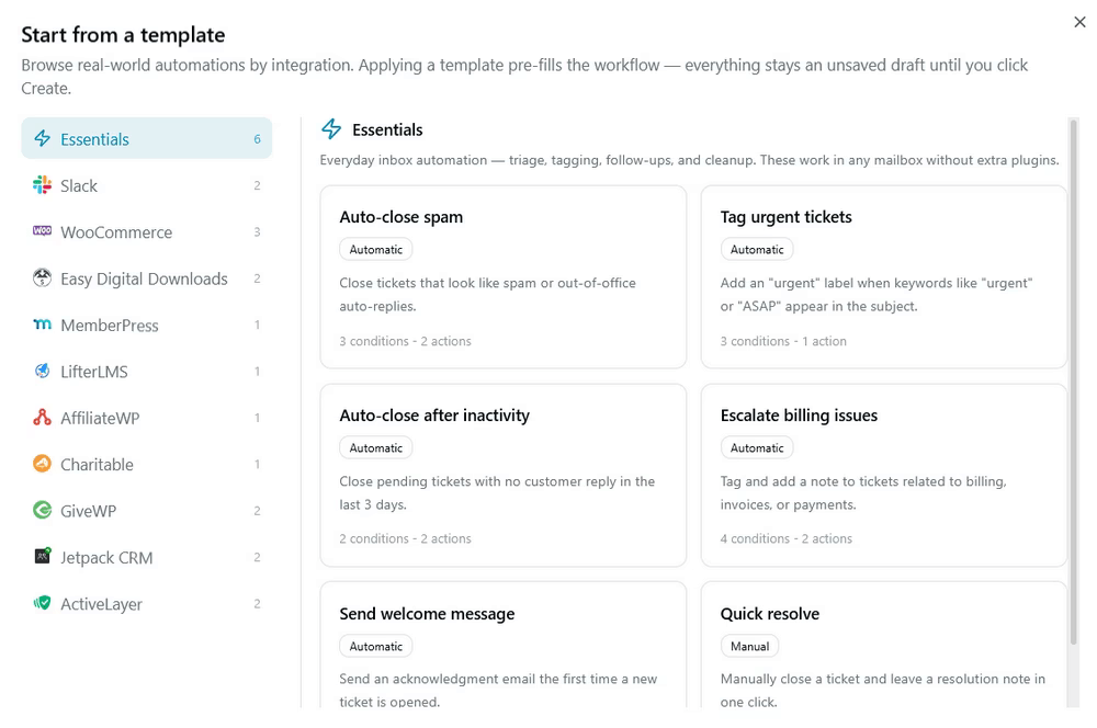 Heroic Inbox Workflows automation feature