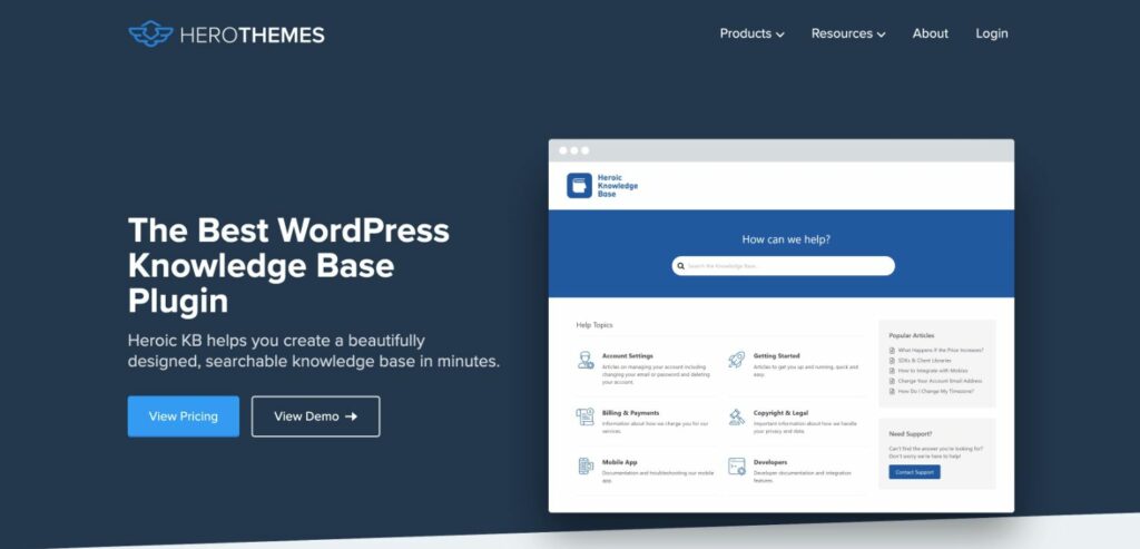 Heroic Knowledge Base WordPress plugin for customer service automation