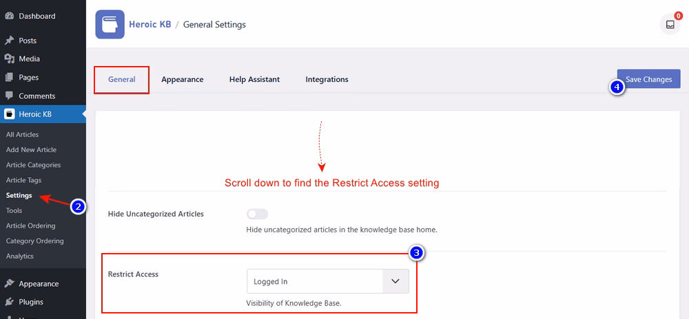 heroic-kb-restrict-access-settings - HeroThemes Heroic KB restreint les paramètres d'accès