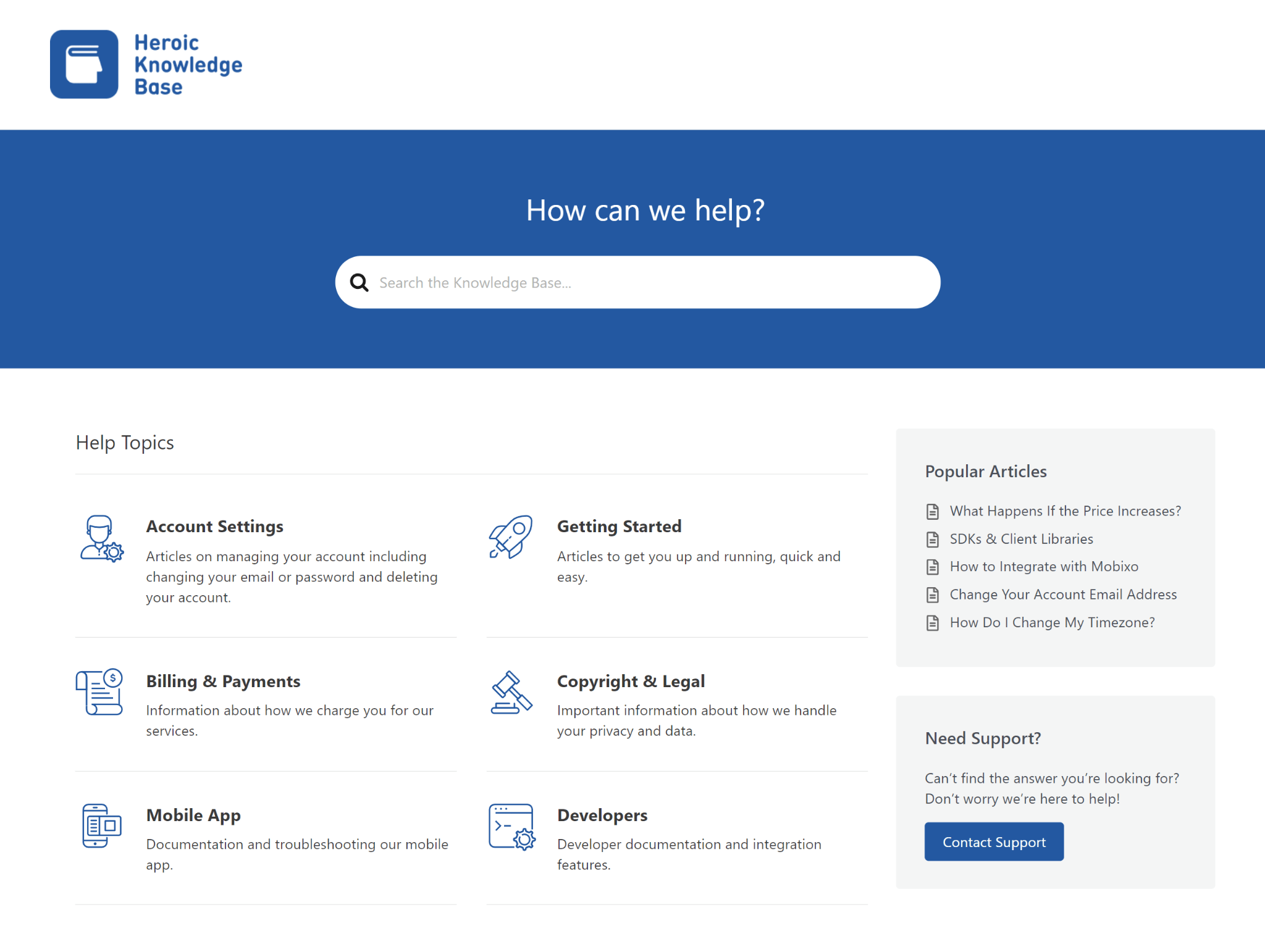Heroic Knowledge Base for software documentation