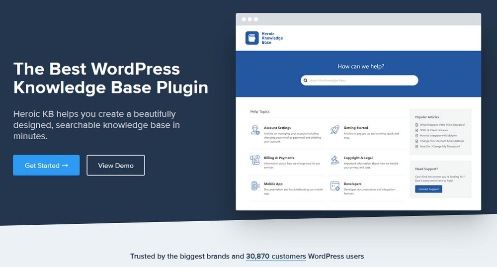 Heroic Knowledge Base plugin to create self-service portal