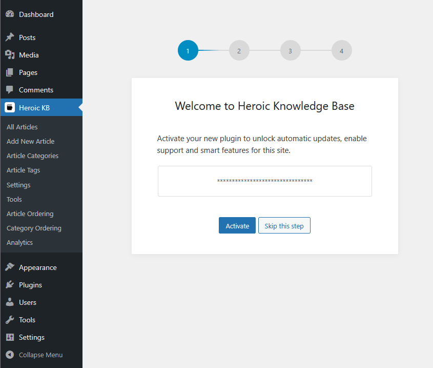 Heroic Knowledge Base setup wizard example