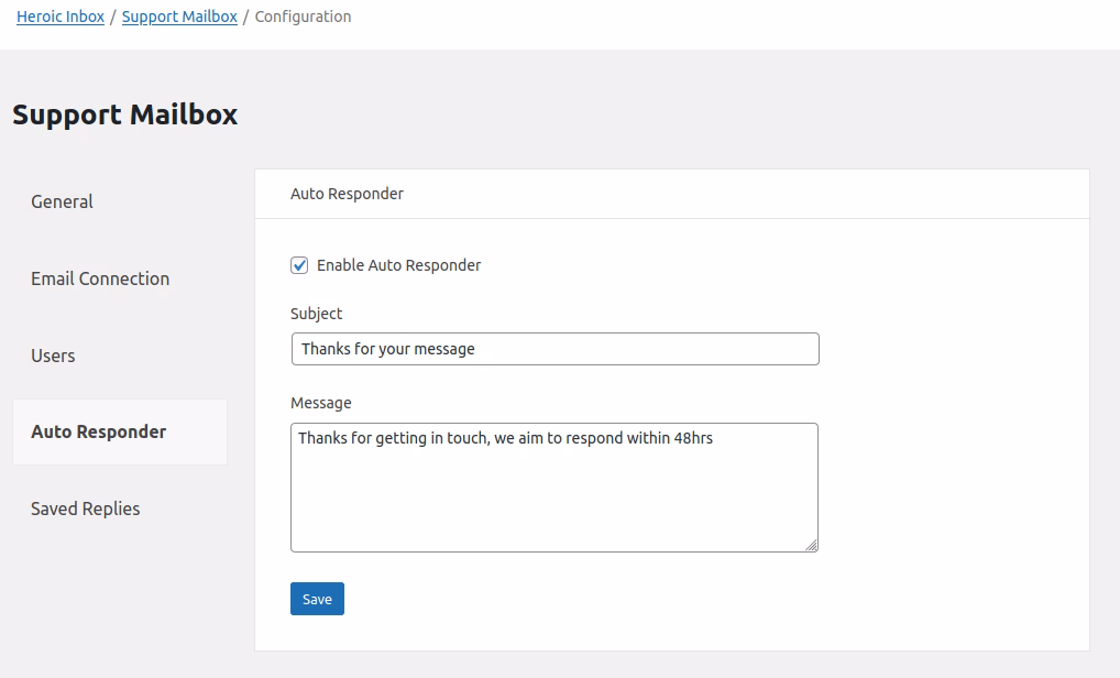 hi-mailbox-autoresponder - HeroThemes Mailbox Auto Responder Settings