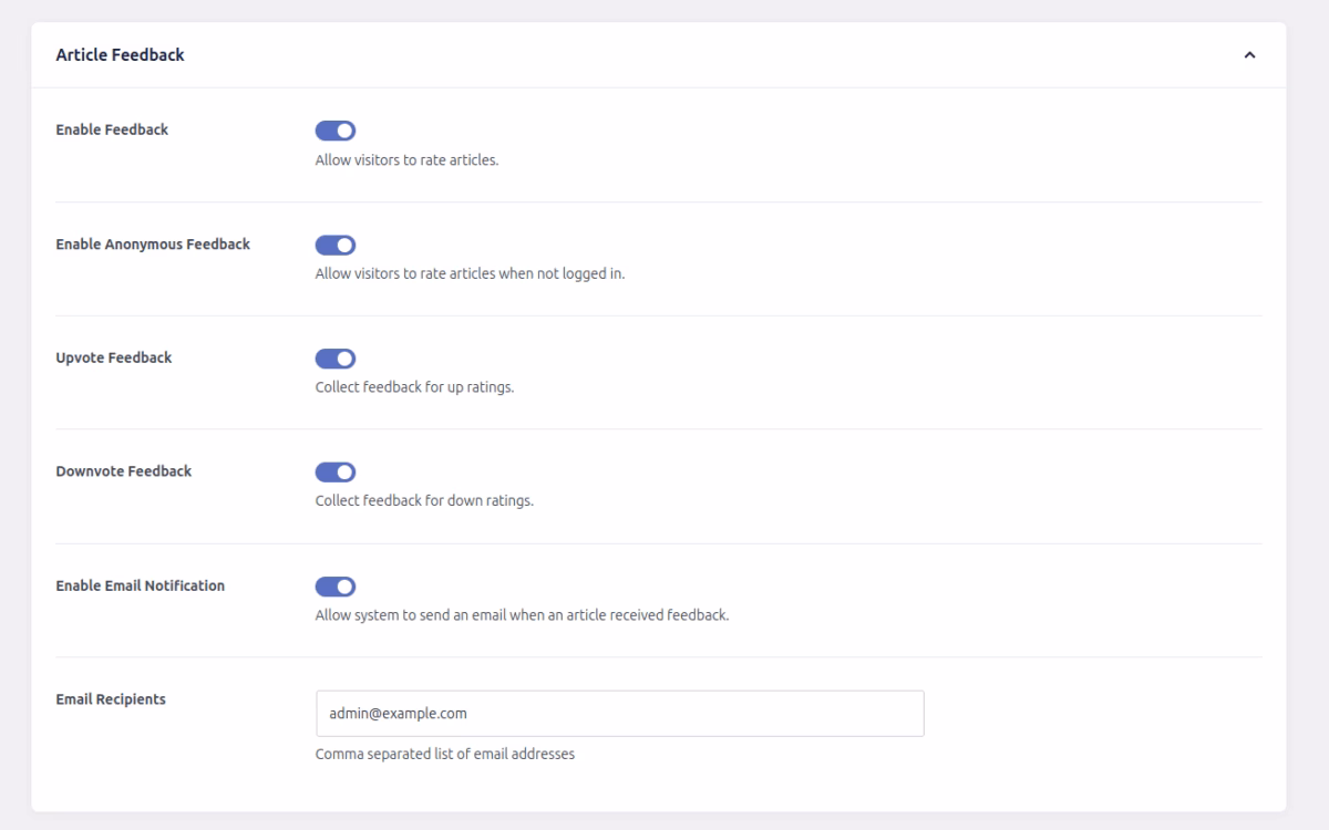 hkb article feedback - HeroThemes Knowledge Base Article Feedback Settings