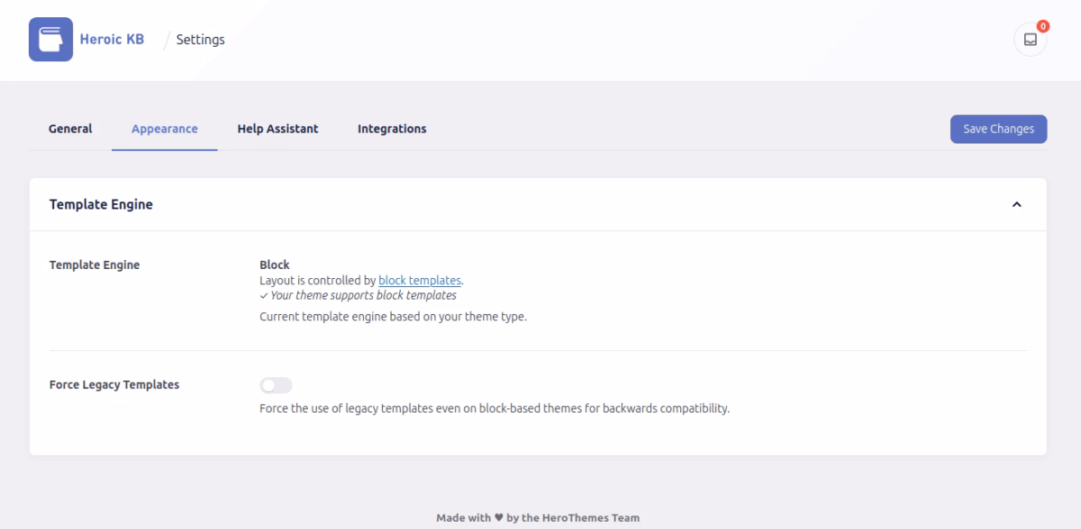 hkb settings appearance - HeroThemes Heroic Knowledge Base appearance settings