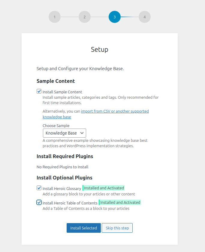 Heroic Knowledge Base - Install content and optional plugins.