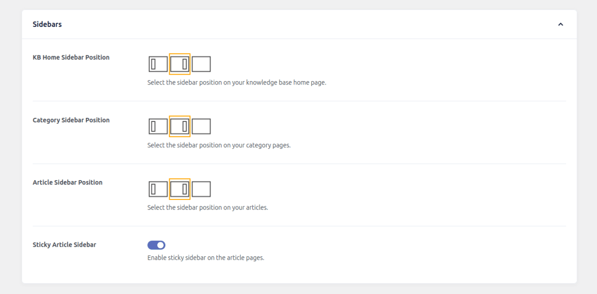 Managing the sidebar display in Heroic Knowledge Base