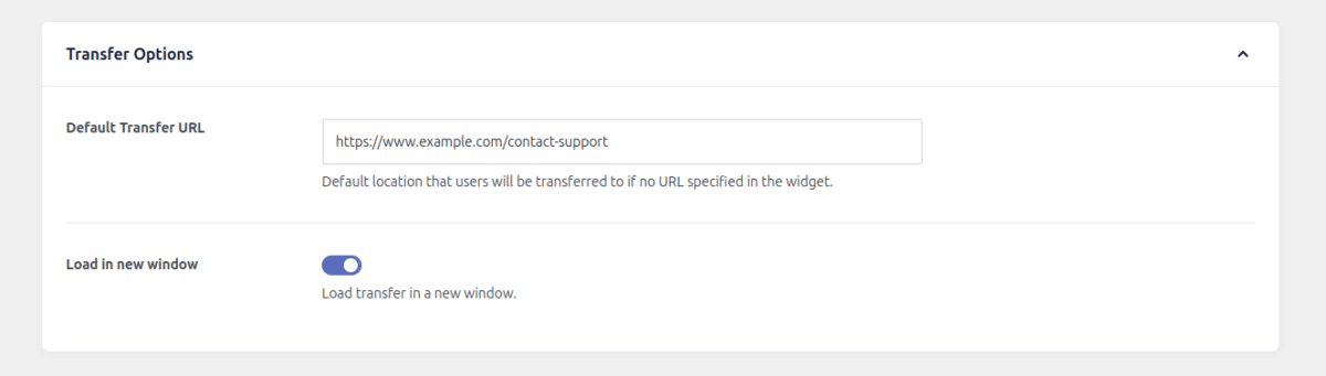 Transfers settings