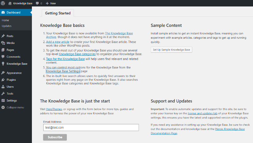 heroic knowledge base dashboard