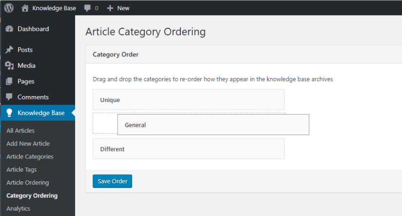 Changing the ordering for your knowledge base