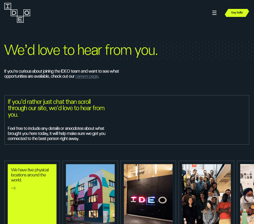 IDEO contact page