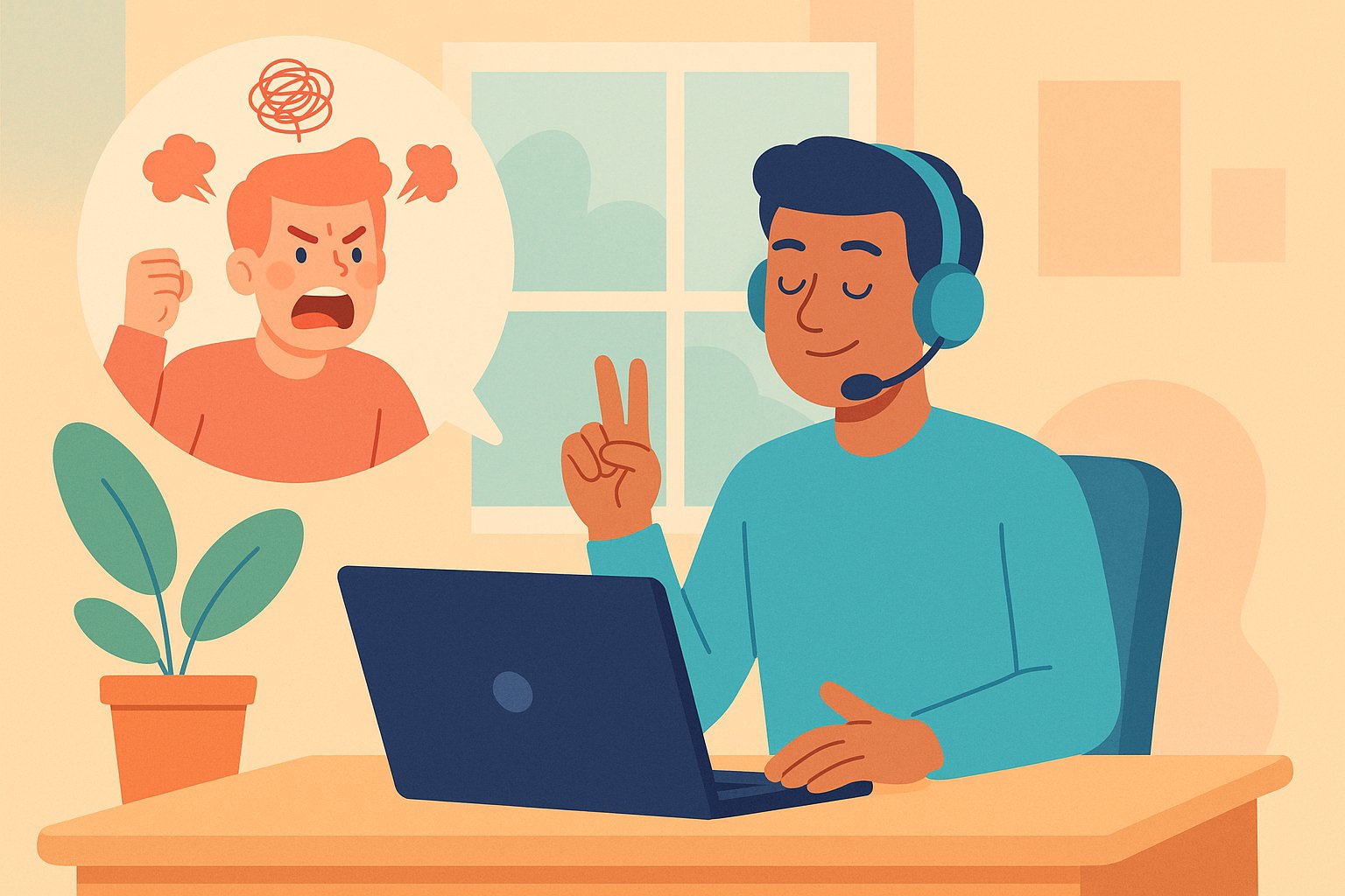 illustration of handling angry customers emails with cool head