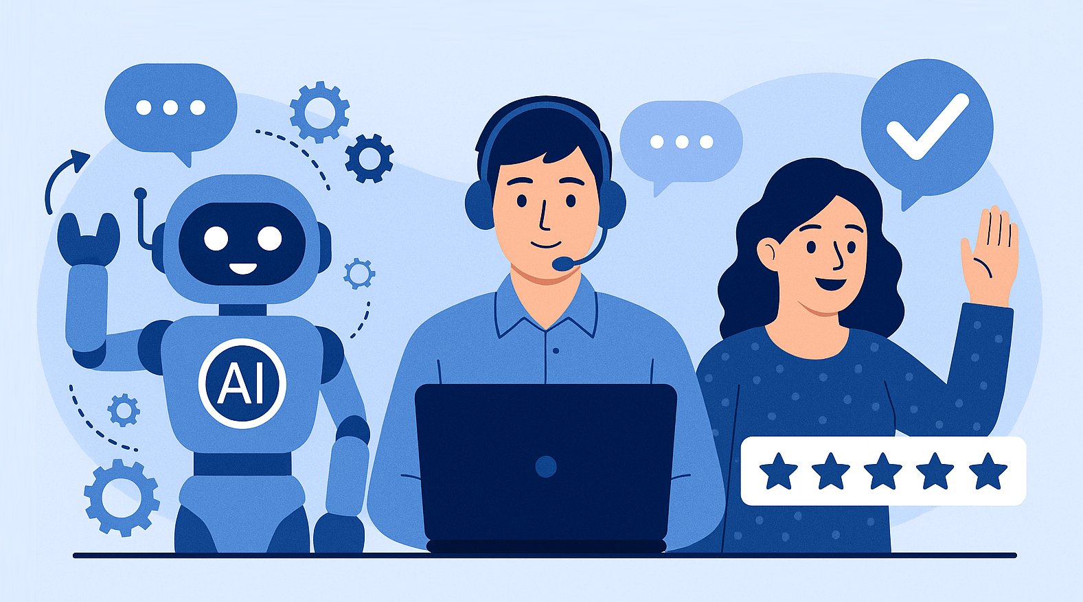 Impact of AI on support agents and customer experience illustration