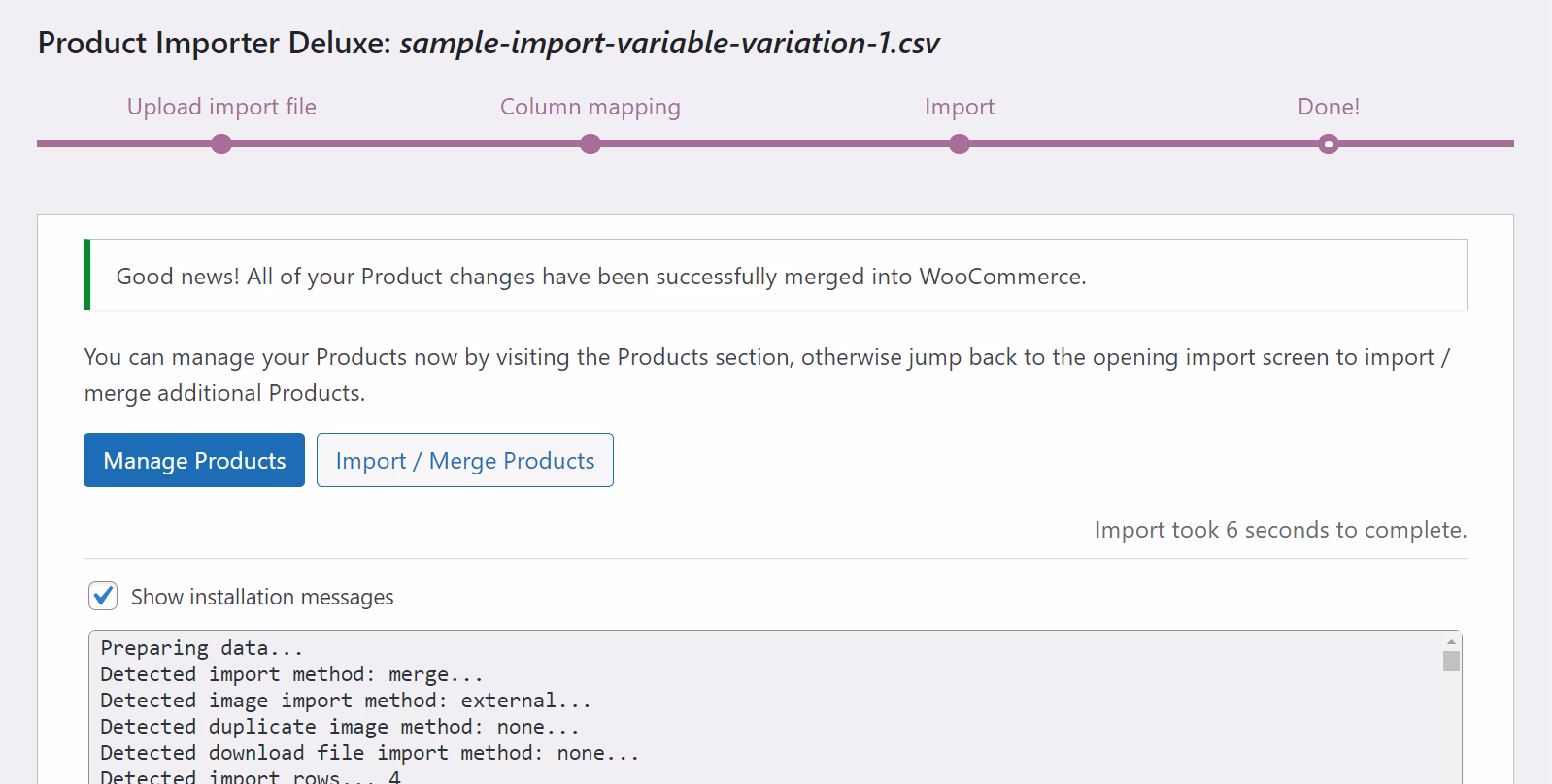 import-successful-message - HeroThemes Import successful message