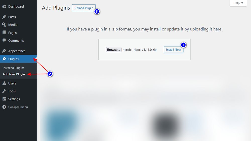 Installing heroic inbox plugin in WordPress