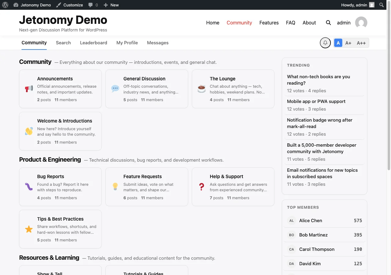 Jetonomy, new WordPress forum plugin