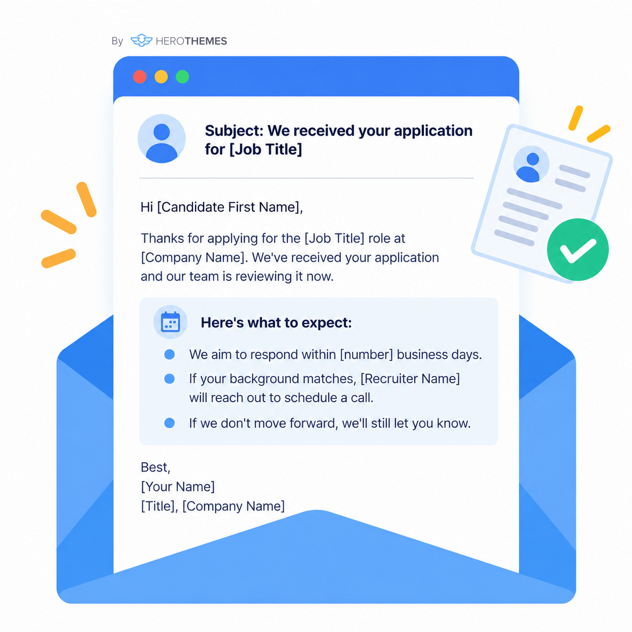 Job Application Acknowledgment Email example