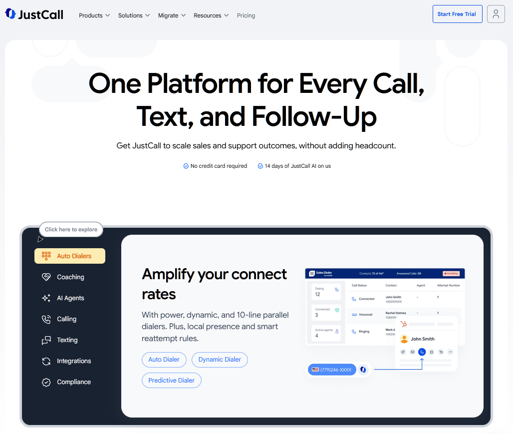 JustCall customer service software for phone and SMS support