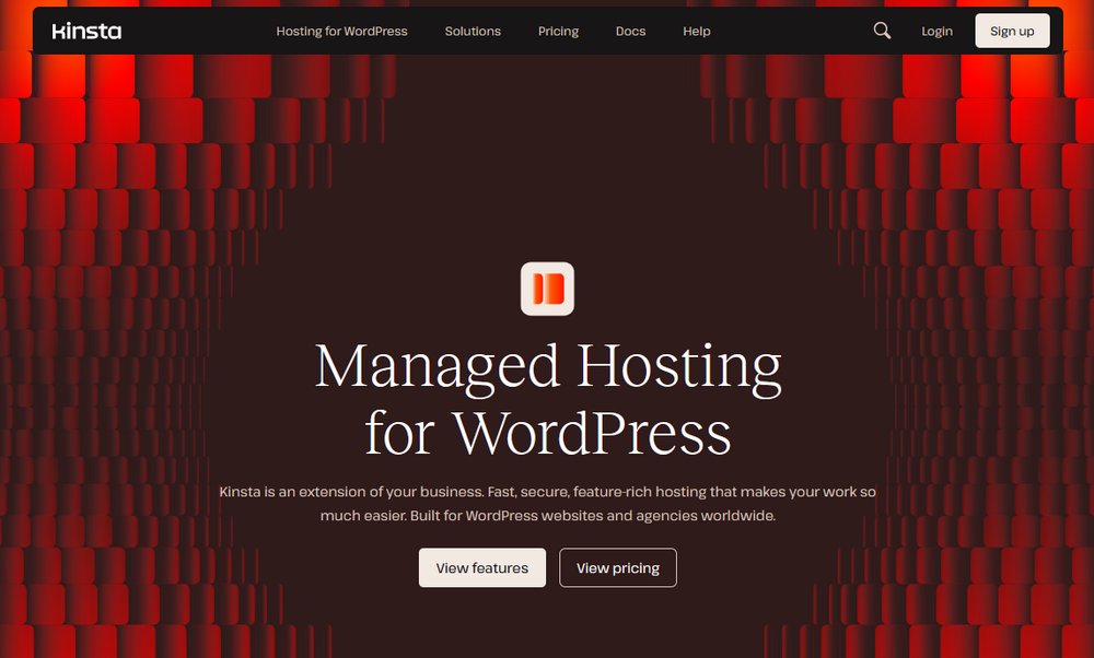 Kinsta hosting homepage