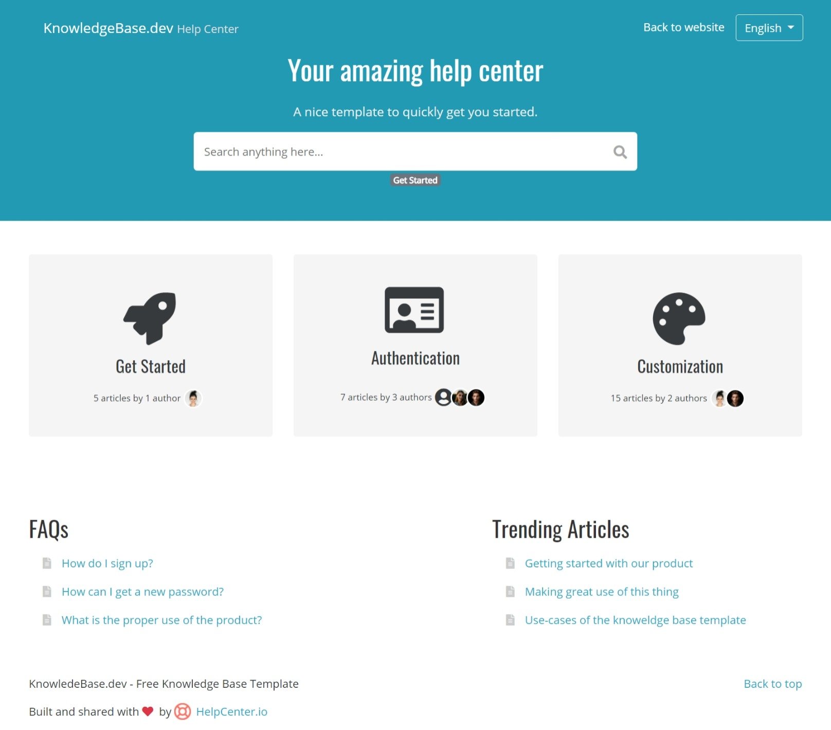 KnowledgeBase Bootstrap HTML Template